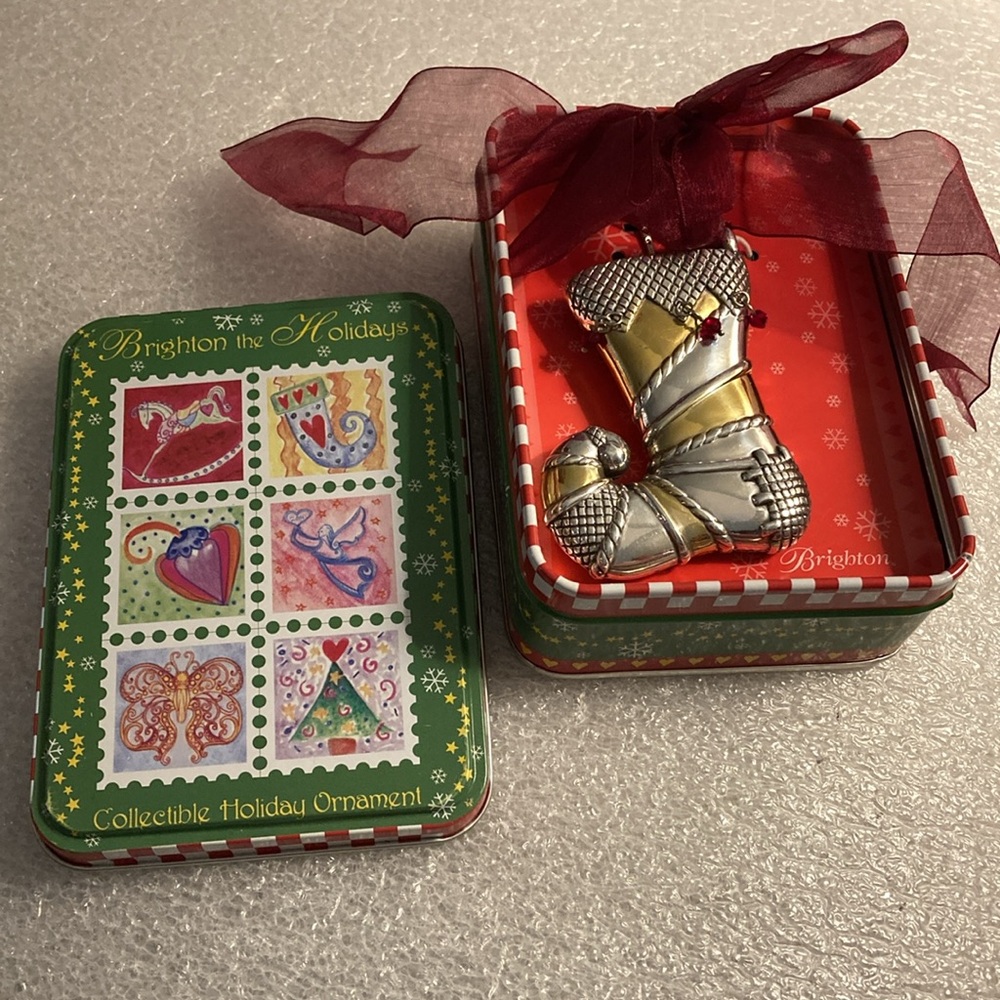 NWOT - Brighton® The Holiday Silver & Gold Stocking Collectible Ornament In Box*